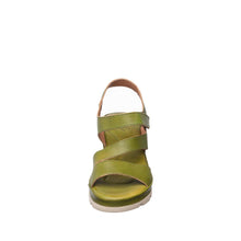 Womens Green Leather Wedge Sandals Ankle Strap Comfort Style - Olive - Thumbnail 5 | S72 Jaycee