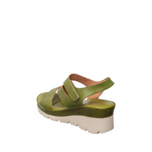 Womens Green Leather Wedge Sandals Ankle Strap Comfort Style - Olive - Thumbnail 5 | S72 Jaycee