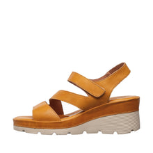 Womens Green Leather Wedge Sandals Ankle Strap Comfort Style - Tan - Thumbnail 8 | S72 Jaycee