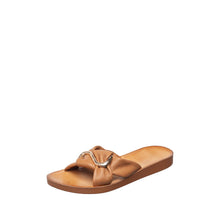 Womens Leather Bow Slide Sandals Flat Comfort Style - Taupe - Thumbnail 7 | T20 Ashley