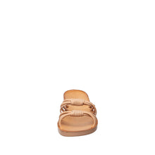 Womens Strappy Slide Sandals Leather Flat Comfort Style - Tan - Thumbnail 5 | T40 Faith