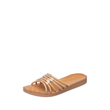 Womens Strappy Slide Sandals Leather Comfort Casual - Tan - Thumbnail 2 | T44 Frida
