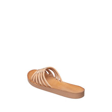 Womens Strappy Slide Sandals Leather Comfort Casual - Tan - Thumbnail 6 | T44 Frida
