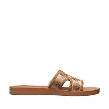 Womens Embroidered Slide Sandals Flat Comfort Summer Style - Tan - Thumbnail 3 | T46 Alex