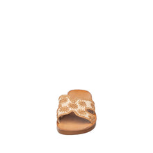 Womens Embroidered Slide Sandals Flat Comfort Summer Style - Tan - Thumbnail 4 | T46 Alex