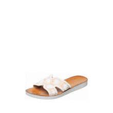 Womens Embroidered Slide Sandals Flat Comfort Summer Style - White - Thumbnail 6 | T46 Alex