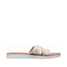 Womens Embroidered Slide Sandals Flat Comfort Summer Style - White - Thumbnail 8 | T46 Alex