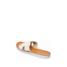 Womens Embroidered Slide Sandals Flat Comfort Summer Style - White - Thumbnail 10 | T46 Alex