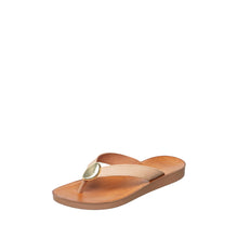 Womens Leather Thong Sandals Gold Accent Comfort Style - Make up - Thumbnail 6 | T50 Addison