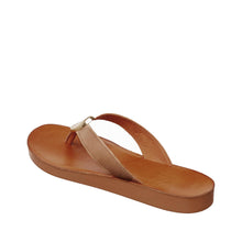 Womens Leather Thong Sandals Gold Accent Comfort Style - Tan - Thumbnail 6 | T50 Addison