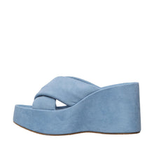 Womens Suede Crossover Wedge Slides Platform Comfort Style - Light Blue - Thumbnail 2 | U01 Emma