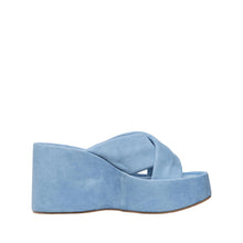 Womens Suede Crossover Wedge Slides Platform Comfort Style - Light Blue - Thumbnail 3 | U01 Emma