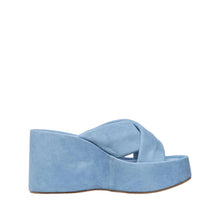 Womens Suede Crossover Wedge Slides Platform Comfort Style - Light Blue - Thumbnail 3 | U01 Emma