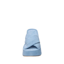 Womens Suede Crossover Wedge Slides Platform Comfort Style - Light Blue - Thumbnail 4 | U01 Emma