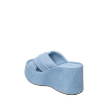 Womens Suede Crossover Wedge Slides Platform Comfort Style - Light Blue - Thumbnail 5 | U01 Emma