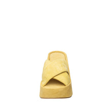 Womens Suede Crossover Wedge Slides Platform Comfort Style - Mustard - Thumbnail 9 | U01 Emma