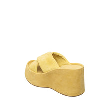 Womens Suede Crossover Wedge Slides Platform Comfort Style - Mustard - Thumbnail 10 | U01 Emma