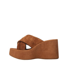 Womens Suede Crossover Wedge Slides Platform Comfort Style - Taupe - Thumbnail 7 | U01 Emma