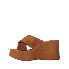 Womens Suede Crossover Wedge Slides Platform Comfort Style - Taupe - Thumbnail 12 | U01 Emma