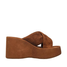 Womens Suede Crossover Wedge Slides Platform Comfort Style - Taupe - Thumbnail 8 | U01 Emma
