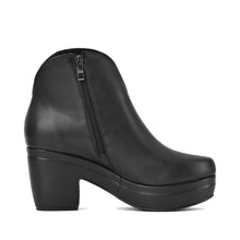Black Platform Booties Hand-Brushed Leather - Black - Thumbnail 3 | U08 Josie