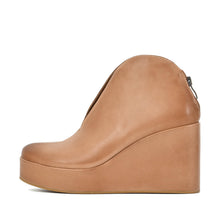 Wedge Booties V Cut Sculptural Taupe Leather - Taupe - Thumbnail 2 | U38 Thalia