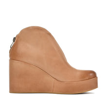 Wedge Booties V Cut Sculptural Taupe Leather - Taupe - Thumbnail 3 | U38 Thalia