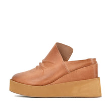 Chunky Mules Ruched Leather Platform Sole - Tan - Thumbnail 9 | U65 Tatum
