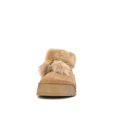 Shearling Ankle Booties Suede Fur Collar - Taupe - Thumbnail 11 | X02 Penny
