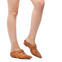 Load image into Gallery viewer, Taupe M01 Deena Leather Pointed Mule Shoes