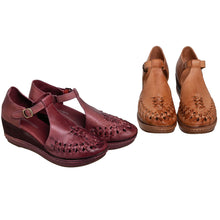 Load image into Gallery viewer, Bordeaux N11 Teddy Leather Wedge Sandals for Women