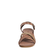 Load image into Gallery viewer, S01 Yancy - Women's Leather Ankle Strap Flat Sandals - Coffee