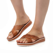 Load image into Gallery viewer, Brown Black S48 Finola Comfortable Summer Flat Sandals
