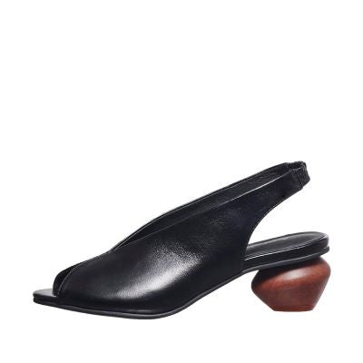 Black heels with wooden heel hotsell