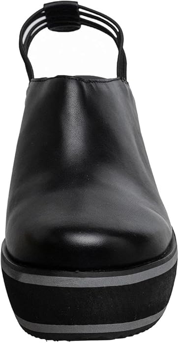 Comfortable Stylish Elegant Wedge Mules - Black - View 9 | M51 Finn