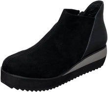 Stylish Women's Suede Platform Wedge Ankle Booties - Black - Thumbnail 6 | M53 Jojo
