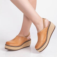 Comfortable Stylish Elegant Wedge Mules - Taupe - Thumbnail 11 | M51 Finn
