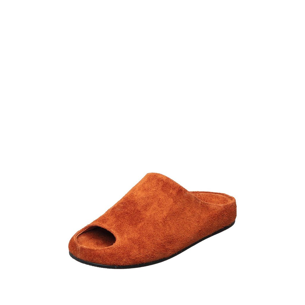 Womens Suede Open Toe Slide Slippers Cozy Comfort - Tobacco - View 2 | A32 Destiny