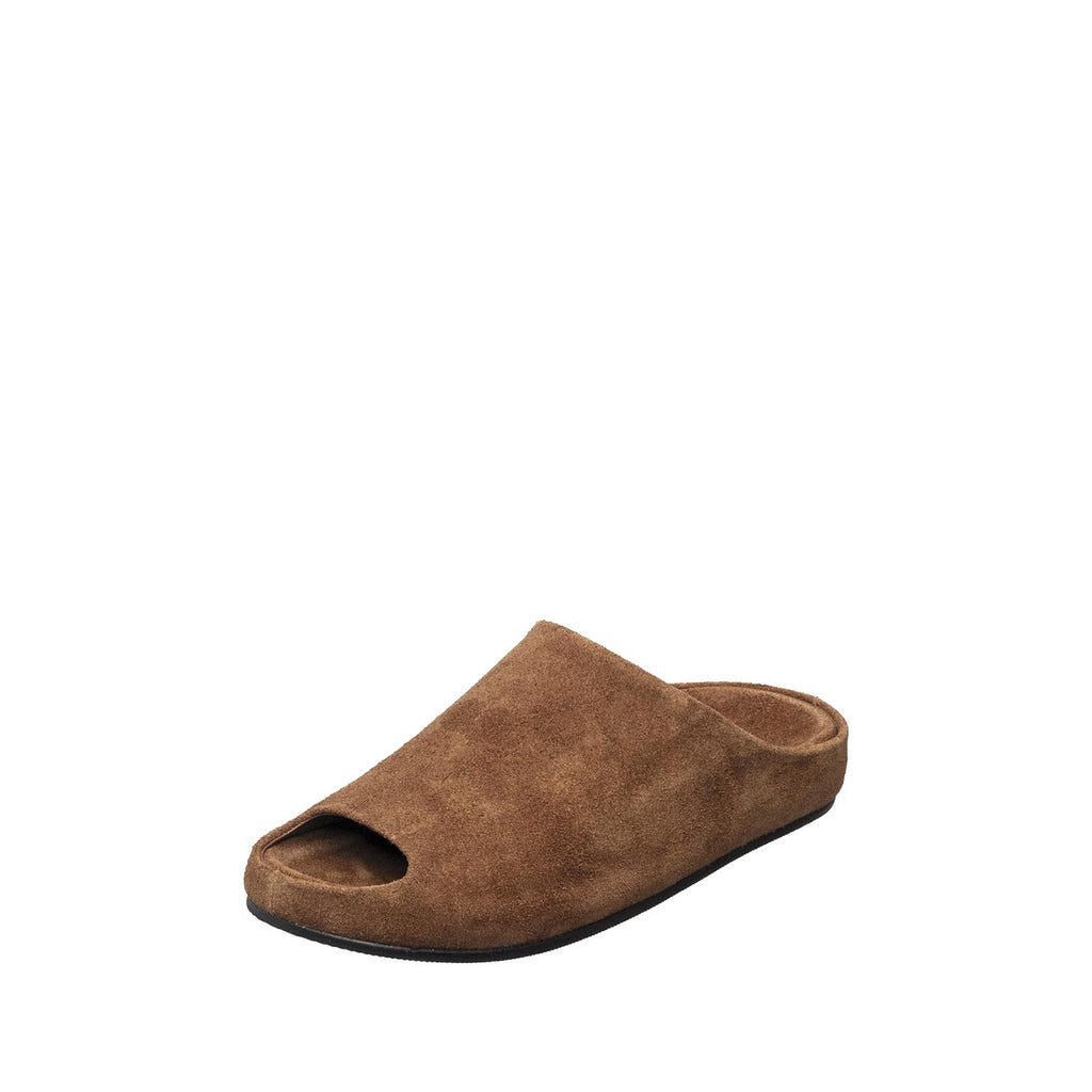 Womens Suede Open Toe Slide Slippers Cozy Comfort - Taupe - View 13 | A32 Destiny