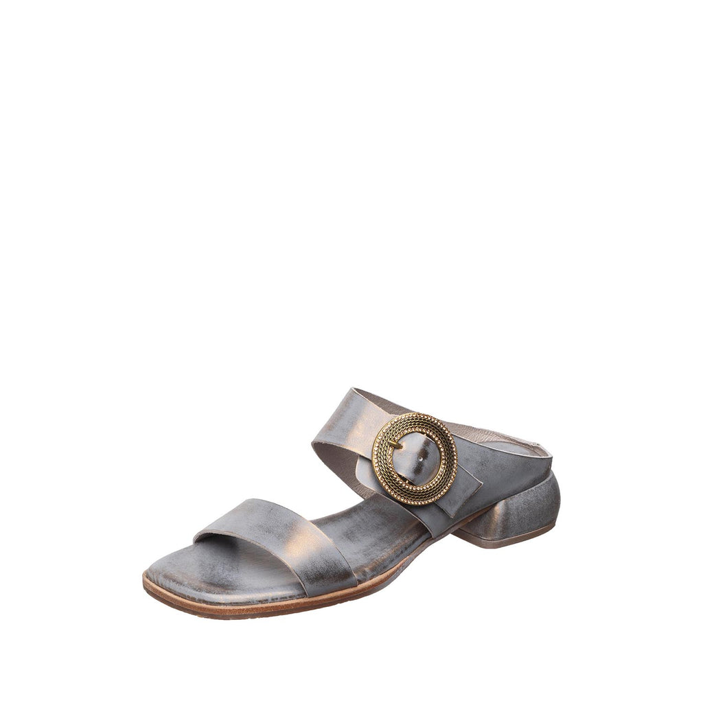 Womens Leather Buckle Sandals Low Heel Comfort Style - Aqua - View 2 | B20 Lily