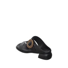 Womens Leather Buckle Sandals Low Heel Comfort Style - Black - Thumbnail 11 | B20 Lily
