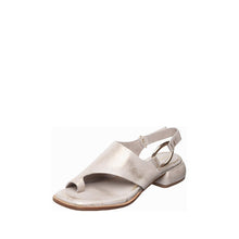 Womens Metallic Leather Toe Ring Sandals Low Heel Comfort - Natural - Thumbnail 1 | B23 Layla
