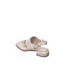 Womens Metallic Leather Toe Ring Sandals Low Heel Comfort - Natural - Thumbnail 5 | B23 Layla
