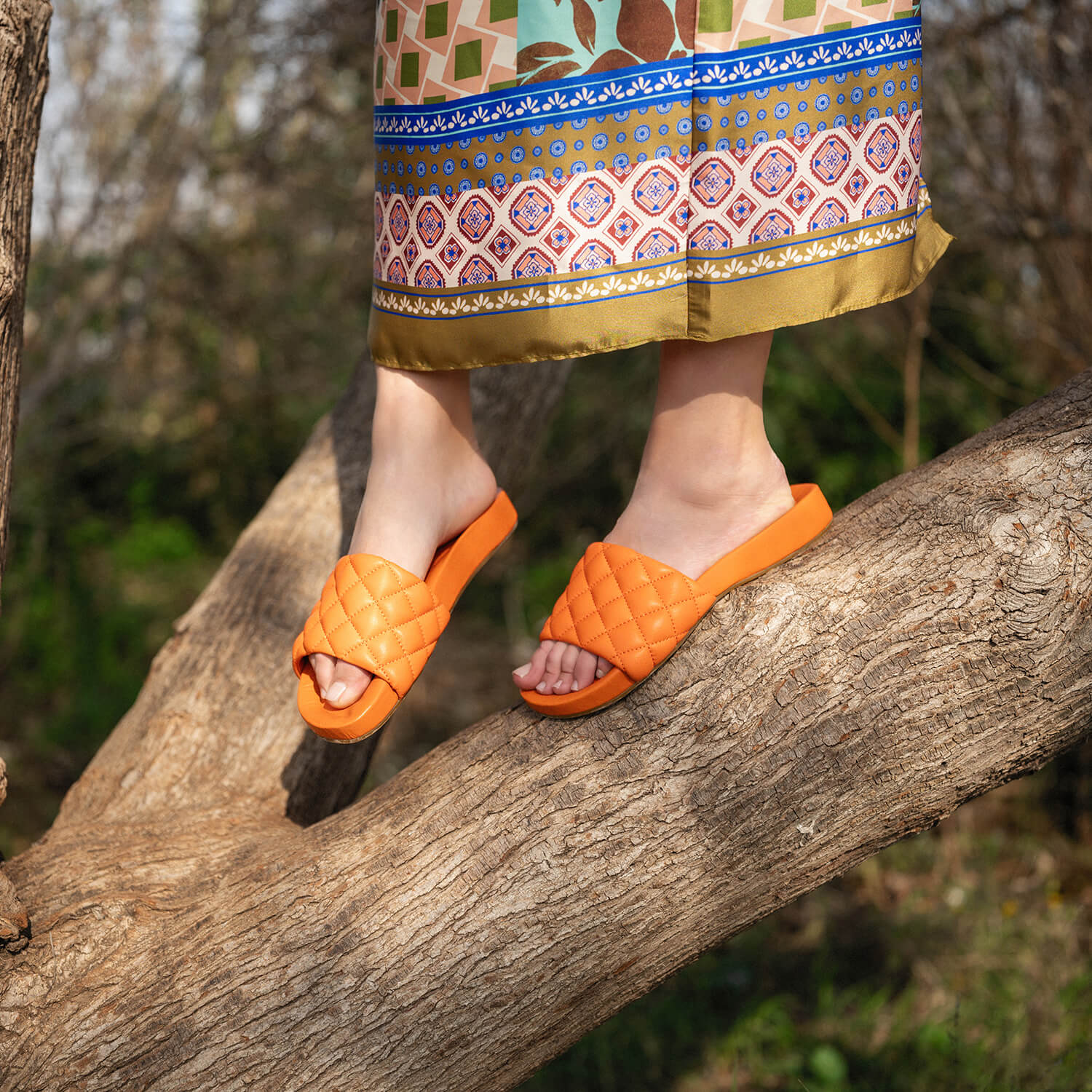 Quilted Platform Slide Sandals – Stylish & Comfortable 