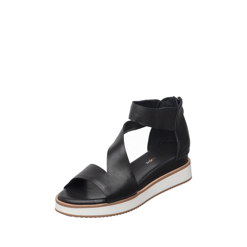 Womens Platform Ankle Strap Sandals Wedge Heel Comfort Style - Black - View 7 | B40 Davi  Sport