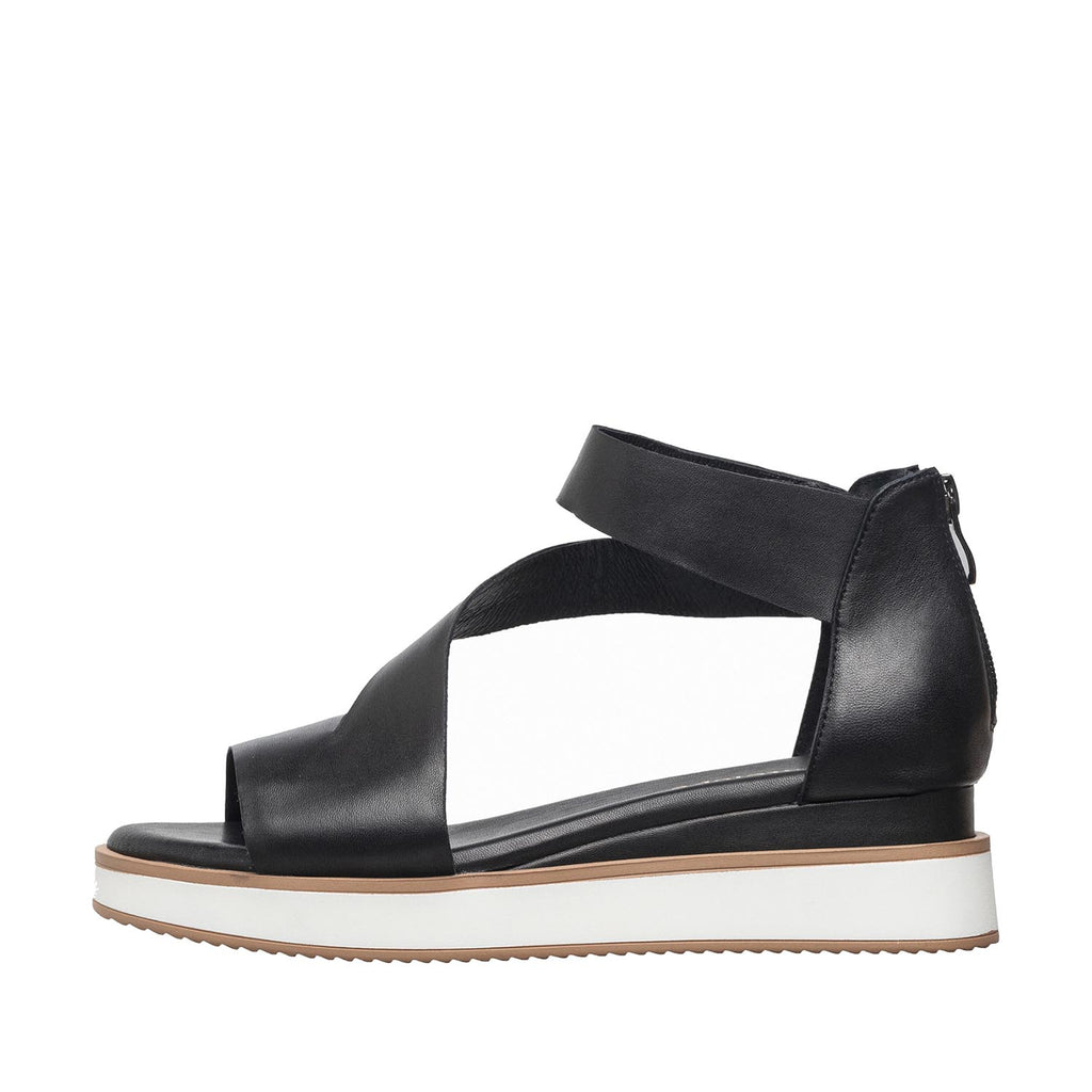 Womens Platform Ankle Strap Sandals Wedge Heel Comfort Style - Black - View 8 | B40 Davi  Sport