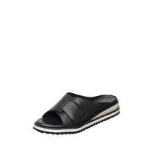 Womens Leather Crossover Slide Sandals Platform Sole Comfort Style - Black - Thumbnail 1 | B70 Padme Low
