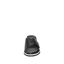 Womens Leather Crossover Slide Sandals Platform Sole Comfort Style - Black - Thumbnail 4 | B70 Padme Low
