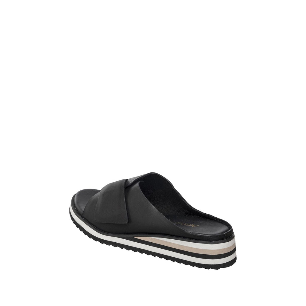 Womens Leather Crossover Slide Sandals Platform Sole Comfort Style - Black - View 5 | B70 Padme Low