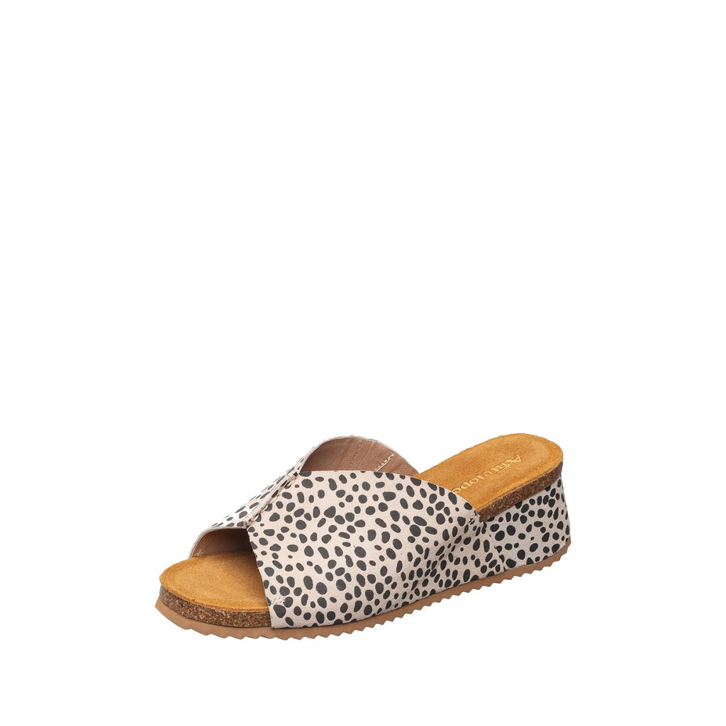Womens Leopard Print Wedge Slide Sandals Comfort Style - Taupe - View 2 | B81 Kaitlin Flex